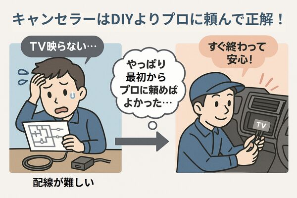 ナビ男くんのプロ施工とDIYの違い（失敗リスク）
