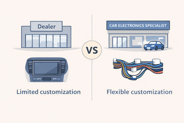 ディーラーとナビ男くんの電装カスタム対応比較