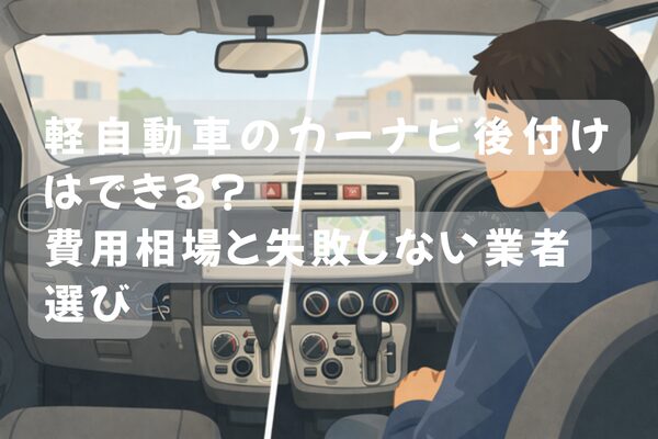 軽自動車のカーナビ後付けで失敗と成功を比較したイメージ