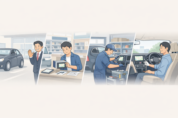 カーナビ持ち込み取付の選択肢（ディーラー・カー用品店・整備工場・出張業者）の違いイメージ