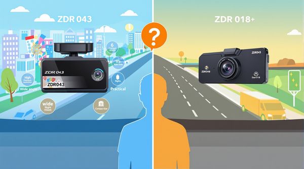 ZDR043とZDR018ドライブレコーダーの使い方別比較イラスト - 用途に応じた最適な選び方を示すインフォグラフィック
