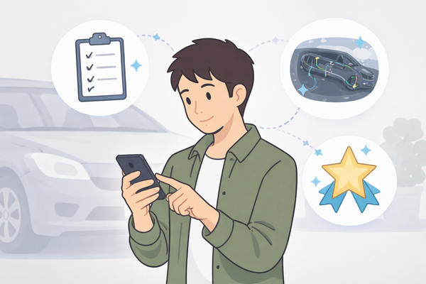 車の電装品取り付け業者を比較して選ぶイラスト