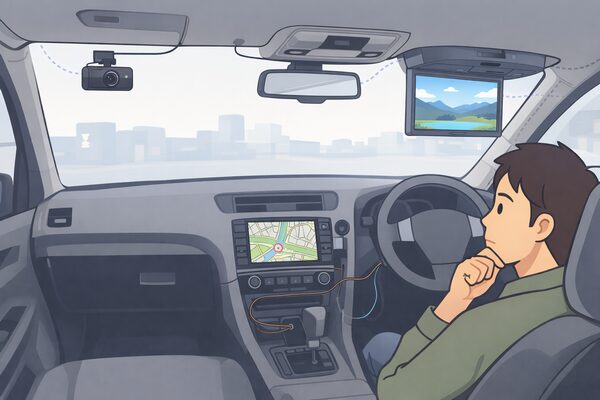 車の電装品取り付けの難易度の違いを示したイラスト