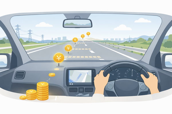 走行距離に応じてカーリースの料金が増える仕組みを示したイメージ図