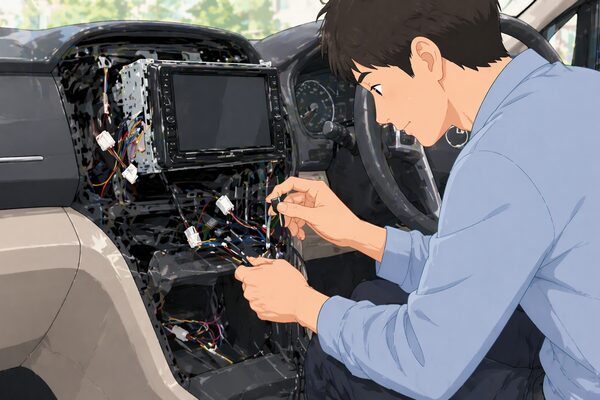 ノアのテレビキャンセラーDIY取り付けで配線処理に悩むイメージ