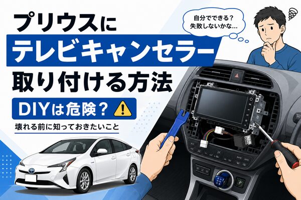 プリウスにテレビキャンセラーをDIYで取り付ける方法と注意点を示したアイキャッチ画像