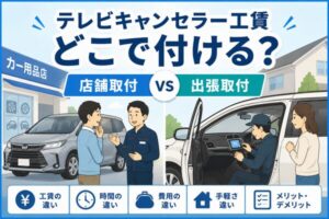 オートバックスのテレビキャンセラー工賃と店舗取付・出張取付を比較するイメージ