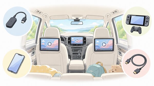 車にHDMIを後付けして動画やゲームを楽しむ車内イメージ