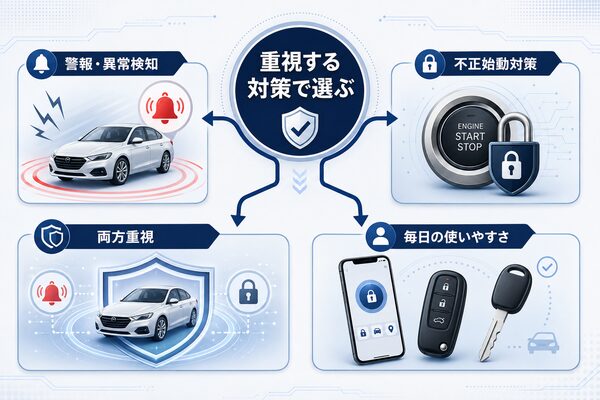 カーセキュリティは警報・始動阻止・使いやすさなど重視点で選ぶ